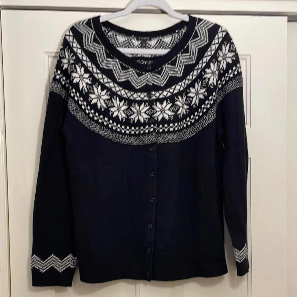 Talbots Black and White Women's Cardigan Sweater